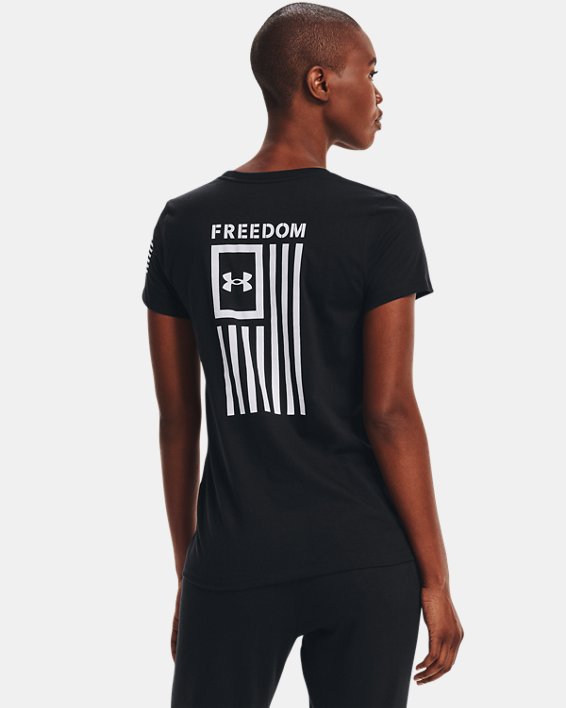 Women's UA Freedom Flag T-Shirt, Black, pdpMainDesktop image number 0